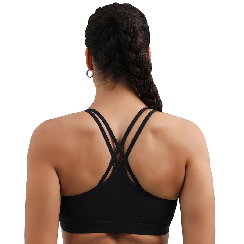 TENDER ANGEL Women Strappy Sports Bra Scoop Neck Spaghetti Strap Padded Crisscross Back Medium Support Workout Tops Yoga Bras