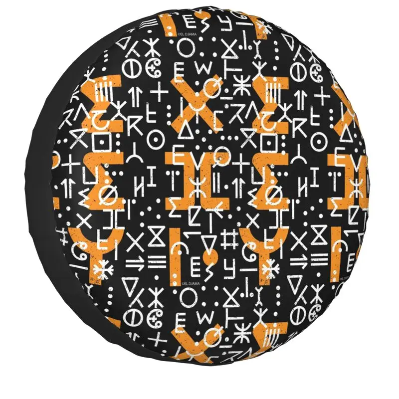 Tifinagh Alphabet Amazigh Spare Tire Cover for Honda CRV Jeep RV SUV Camper Berber Proud Car Wheel Covers 14