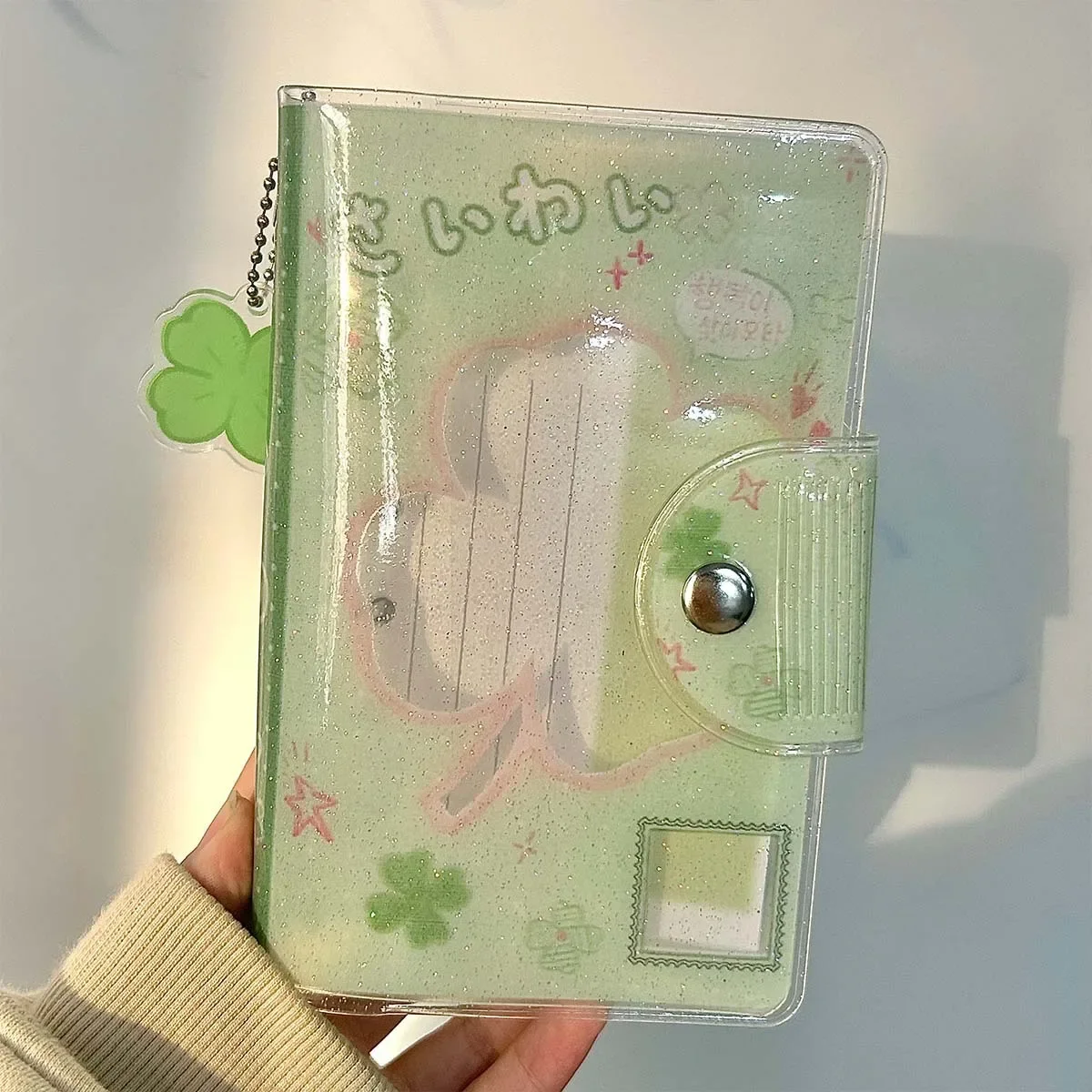 

A7 Green Glitter Candy Colored Binder Cover with 40Sheets Journal Sketchbook Accessories Diary Office Supplies