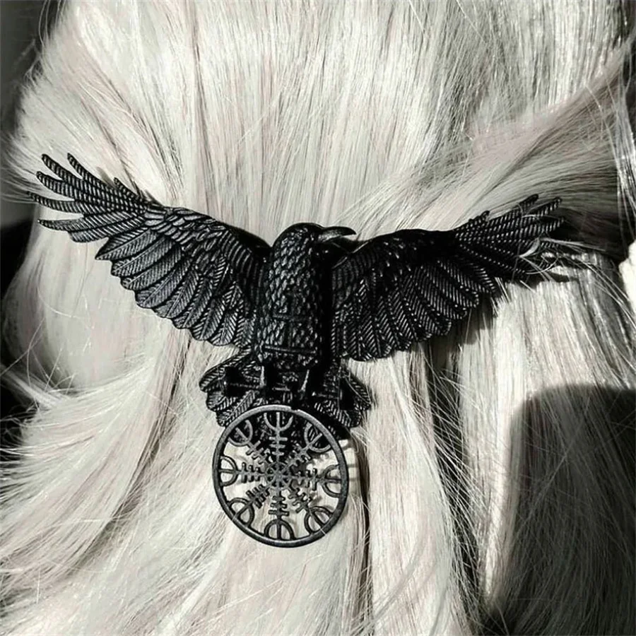 New fashion personality Black Oversized Crow Hair Clip Accessories For Women Vintage Goth Punk Raven Wing Hairpin Jewelry