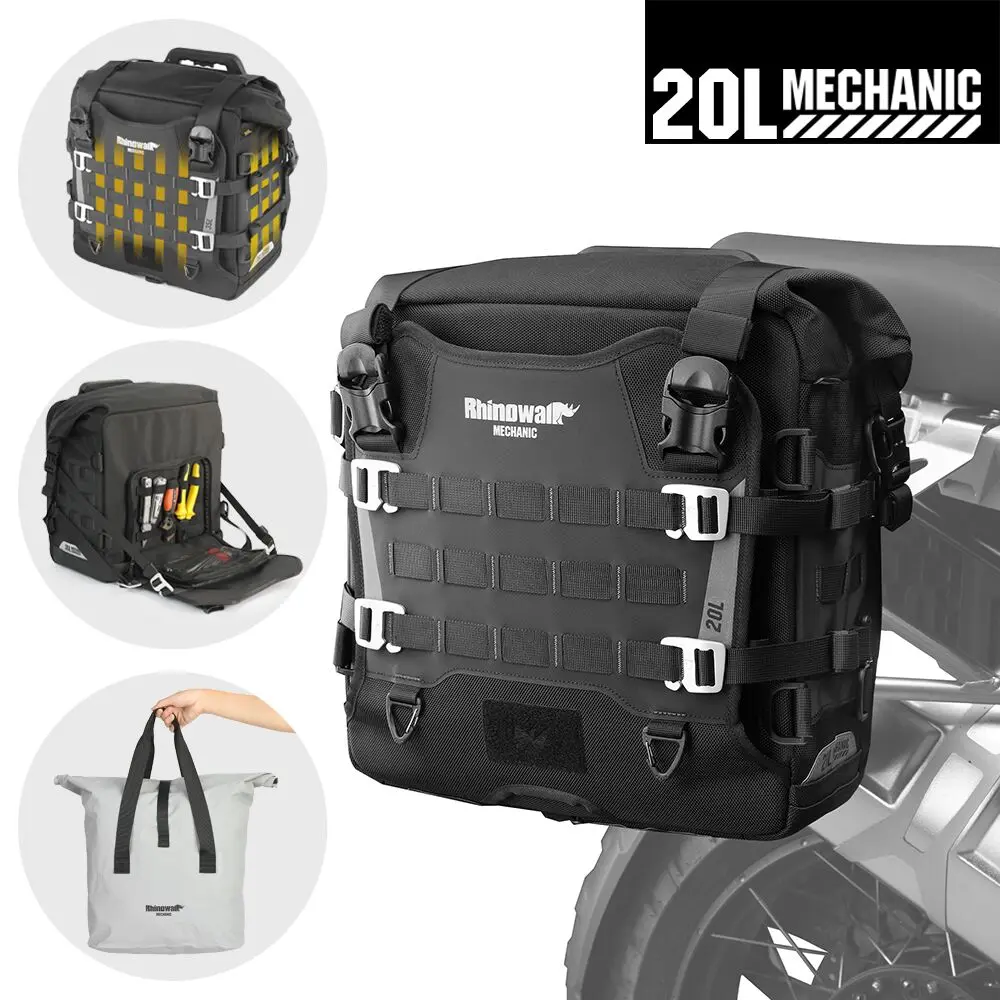 Rhinowalk Motorcycle Side Rack Bag Waterproof Quick Release Pannier 20L/35L Riding Anti-Theft Box With Support Board