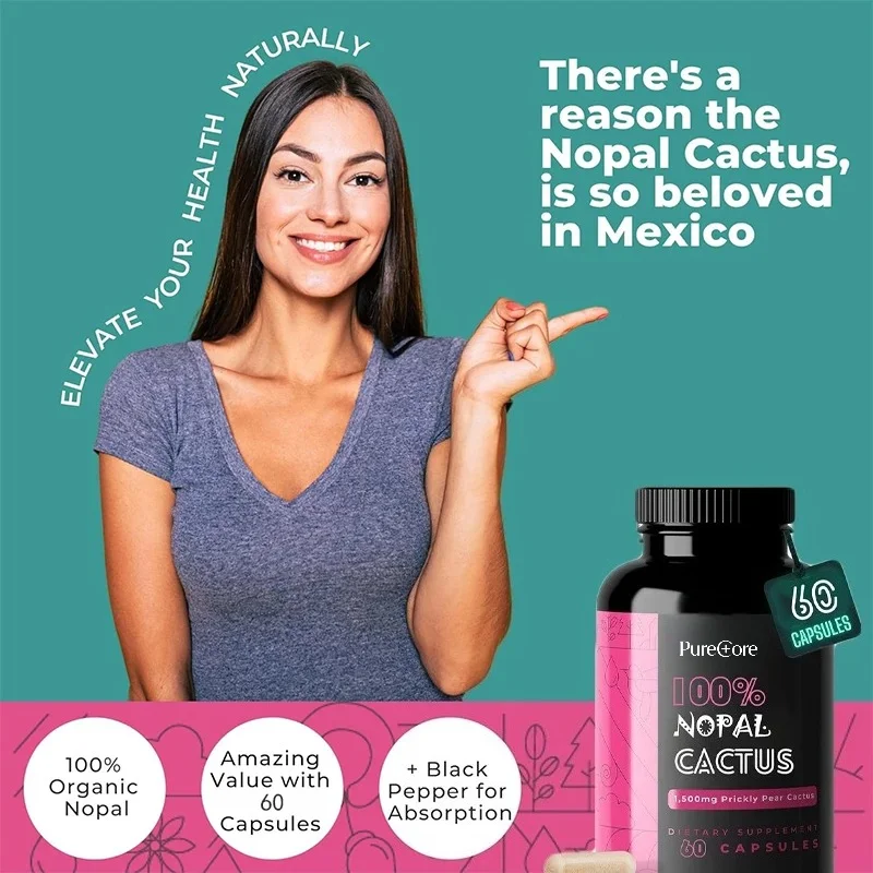 Cactus 1500mg, Black Pepper Extract Helps Absorb Super Supplements, Fiber, Vitamins, and Minerals, 60 Capsules