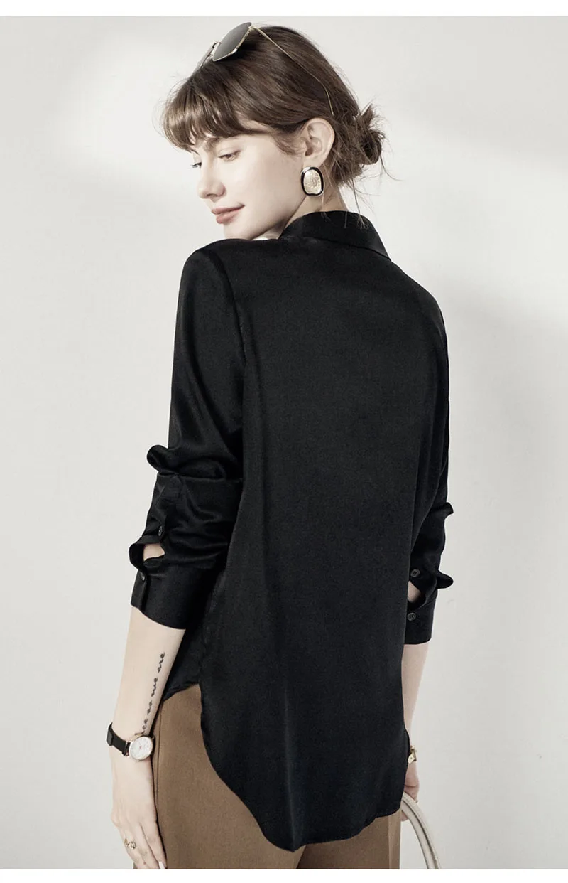 Luxury 100% Natural Silk Women's Shirt - Elegant and Simple Long-Sleeved Shirt for Business, Casual, Fashionable and Trendy Wear