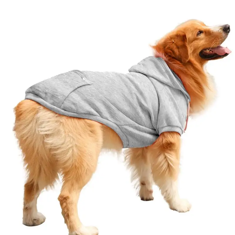 Dog Hoodies For Large Dogs Adhesive Pet Hoodie With Pocket Trendy Dog Clothes Cozy Dog Supplies For Puppy Walking Exercise