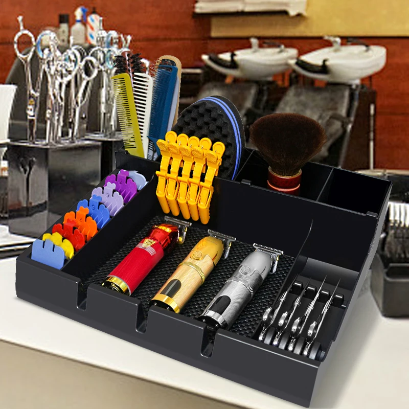 Large Capacity Professional Barber Tools Storage Box Electric Hair Clipper Combs Holder Case Salon Hairdresser Accessories Tray