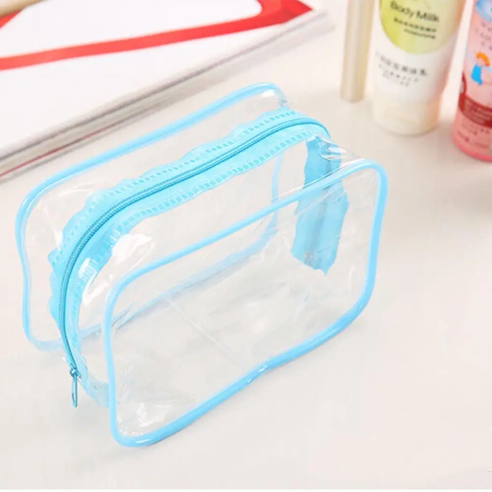 Women Portable Toiletry Makeup Pouch Cosmetic Zip Plastic Bag Transparent