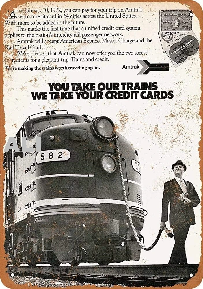 Amtrak Trains Vintage Look Metal Sign Wall Decor 8X12 Inch sign