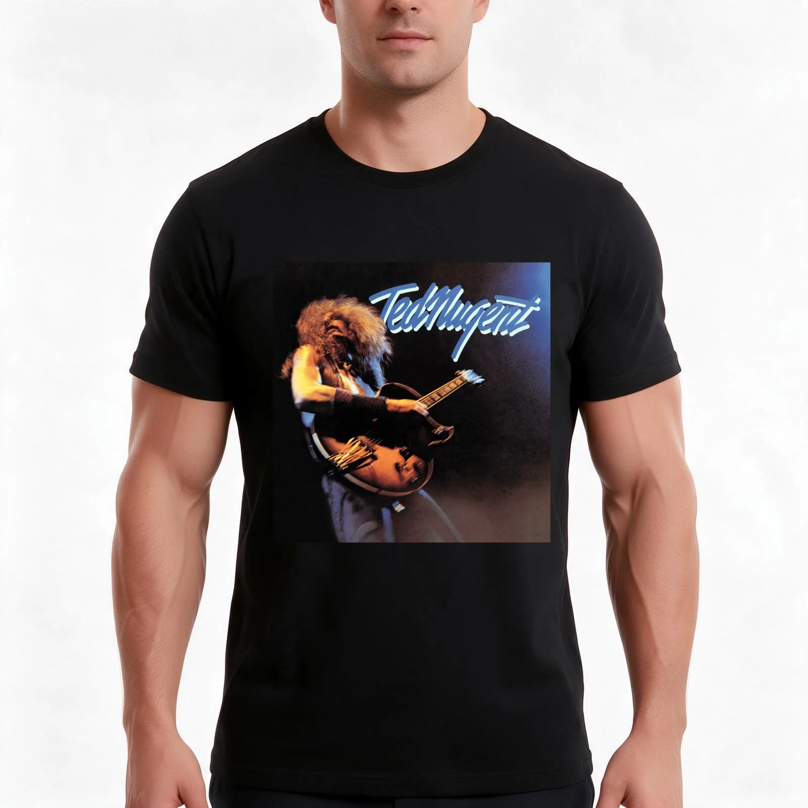 Ted Nugent T-Shirt, Summer Casual Cotton Tee, Oversized Streetwear Tops, Vintage Graphic Print, Loose Fit Short Sleeve