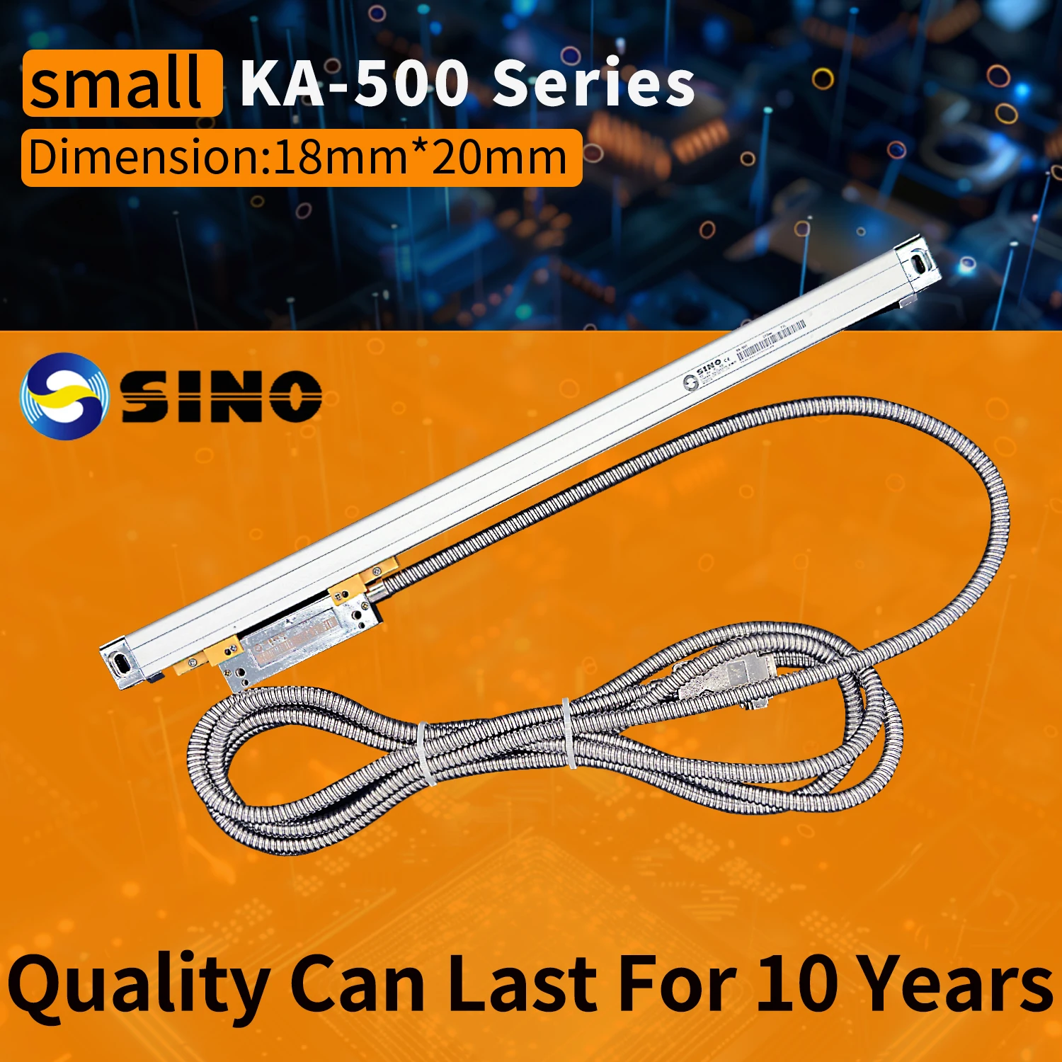 SINO KA-500 Small Size Linear Scales 520/570/620/670/770mm 5μm Accuracy 5V TTL Optical Ruler Lathe Grinder Digital Measuring