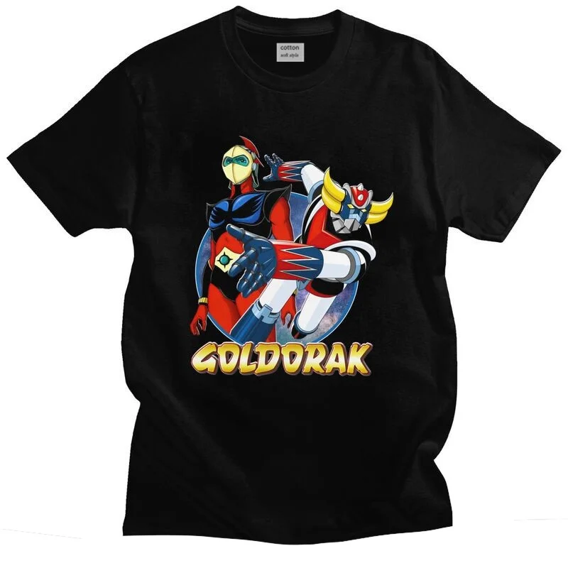 UFO Robot Goldorak Grendizer T Shirt Men Cotton Tshirt Urban Tees Short Sleeved Actarus Goldrake Anime T-shirts Fitted Clothing