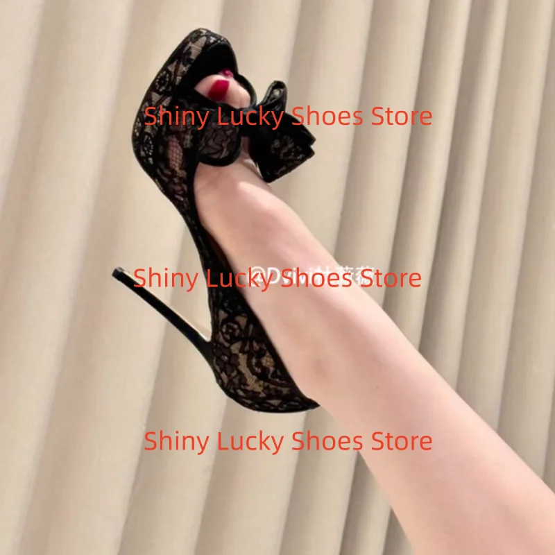 أحذية شبكية للنساء أصابع فم السمكة أنثى مضخات خطوط الخياطة السيدات الجوف Tacones فراشة عقدة Chassure فام الصلبة Zapatos