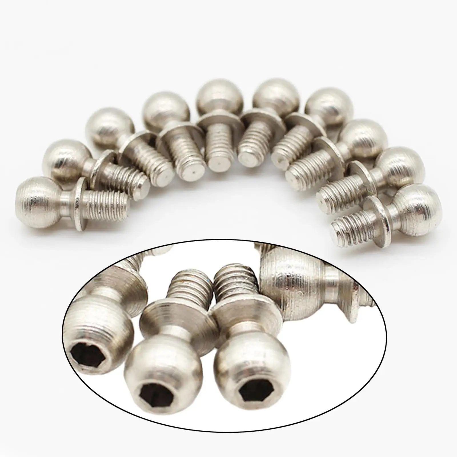 10 Pieces RC Car Ball Head Screws Durable Spherical Bolts for Wltoys 144001 144002 144010 124010 124008 124007 124016 1:14