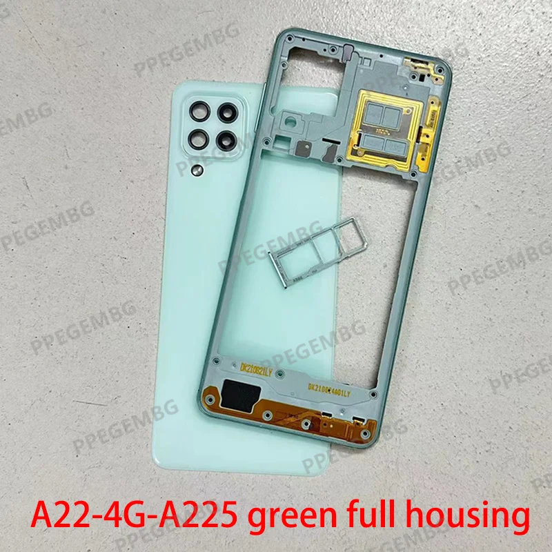 NEW A22 4G For Samsung Galaxy A225 A22 4g Phone Housing Rear Door Battery Back Cover Middle Frame Case Plate Bezel Sim Slot Tray