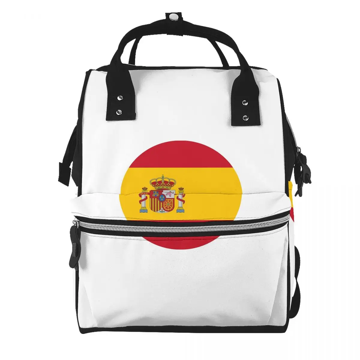 Spain Spanish Flag Round Student Backpack School Bag Hiking Travel Daypack for Men Women Bookbag Shoulder Bags