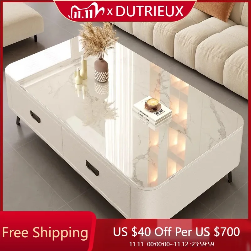 

Unique Marble Effect Coffee Tables Modern Design Square Storage Coffee Tables Minimalist Wooden Mesas Bajas Trendy Furniture