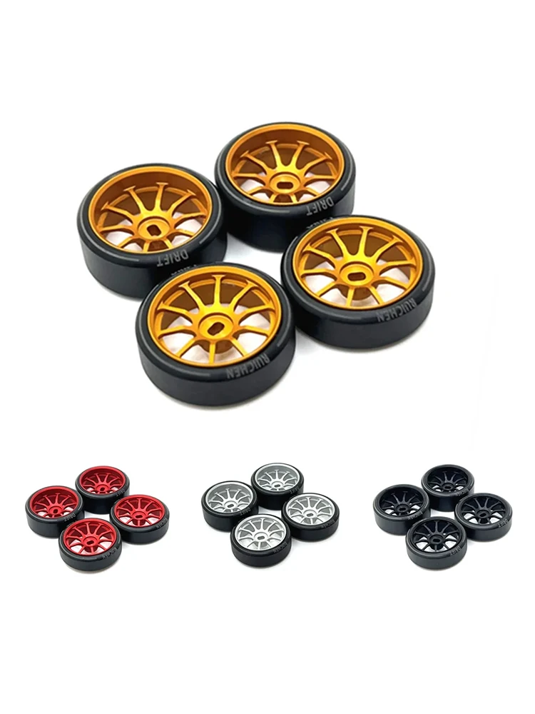 Metallradnabe und Zugluft-Logo-Reifen für HGD1 MINI-Q MINI-D MINI-Z DRZ 1/28 Wltoys 284131   K969 K979 K989 P929 RC Car Upgrade Wheels