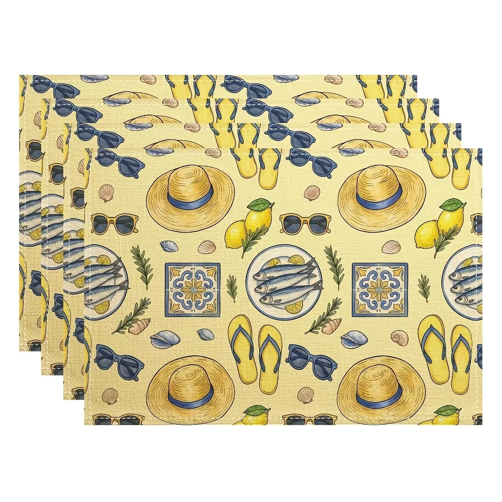 Mediterranean Summer Elements Placemats Coastal Leisure Party Patio Gathering Casual Daily Family Dinners Home Decor Gifts