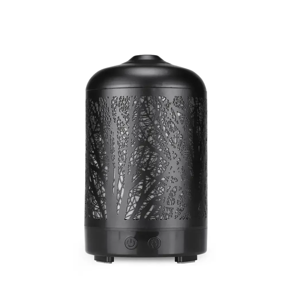 Aroma Diffuser Metal Iron Humidifier Essential Oil Aromatherapy Machine Lattice Patten 7 Color Change LED Lights Air Purifier