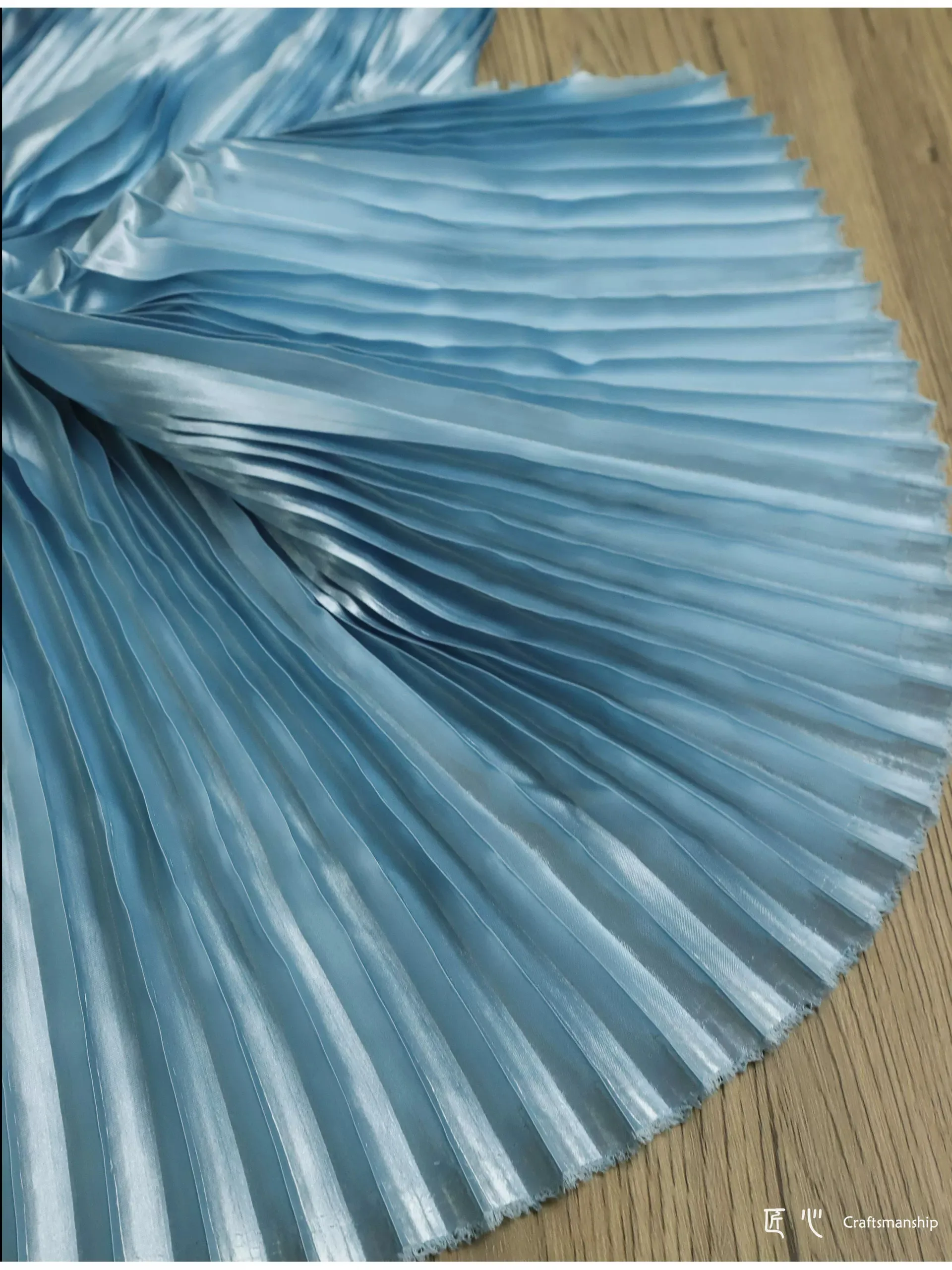 1yard Micro-glossy satin pleated fabric DIY skirt design fabric for clothing