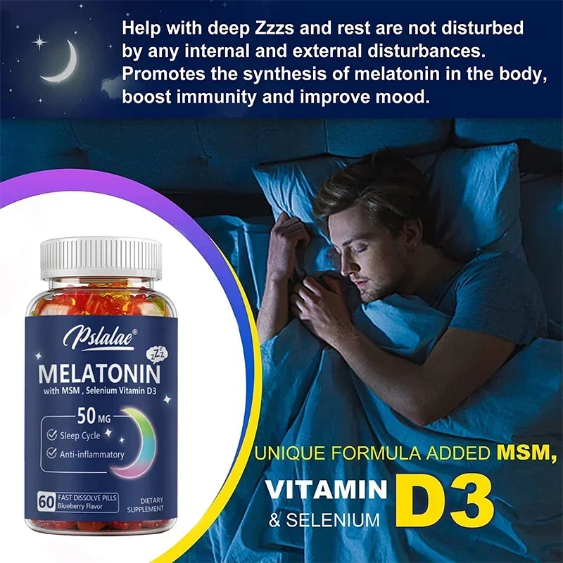 Melatonin Gummies 50 Mg - Helps Support Deep Sleep, Sleep Vitamin, Promotes Falling Asleep Quickly