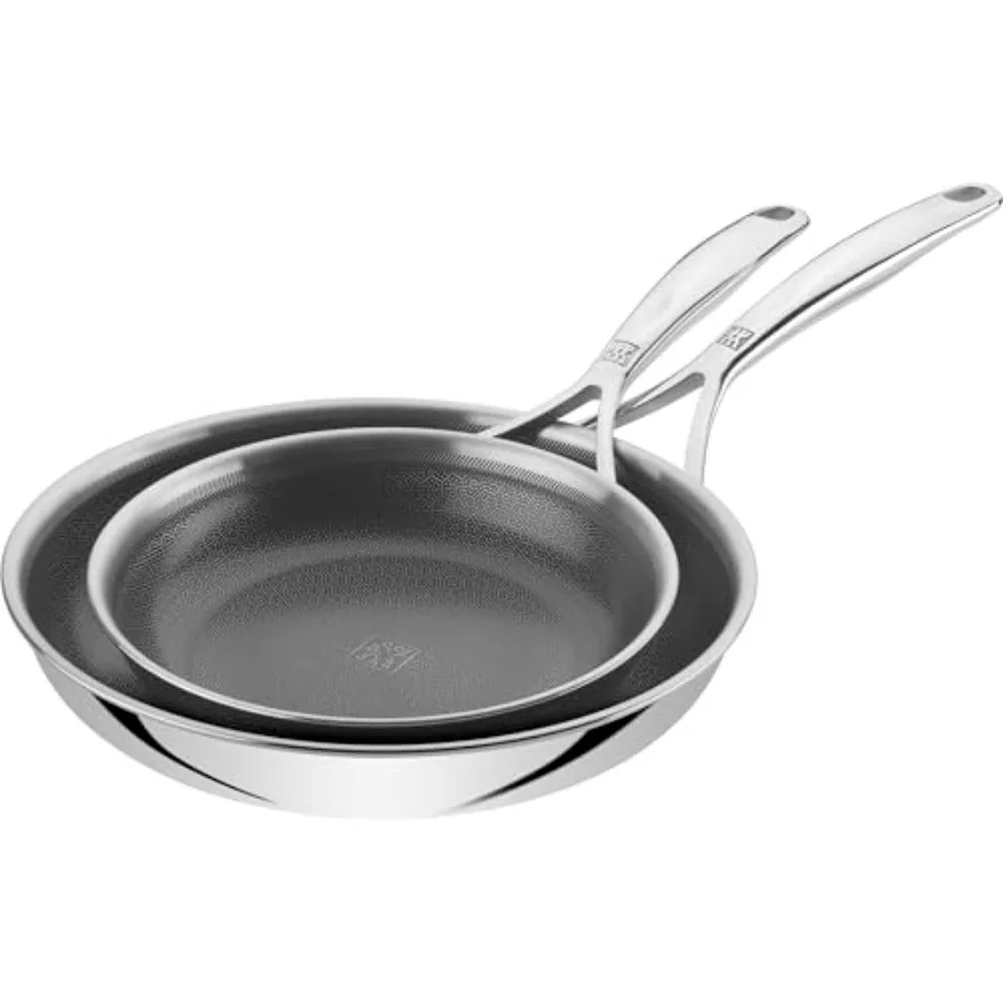 Peak 8-inch and Stainless Steel Ceramic Nonstick Dual Performance Fry Pan Set, Compatible with All Stovetops, Including Inducti