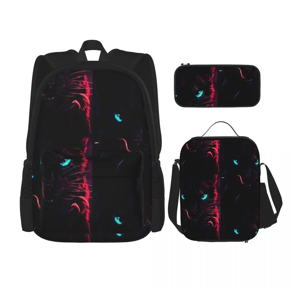 

Warrior Cat Scourge Backpacks Boys Girls Bookbag Children School Bags Cartoon Kids Rucksack Lunch Bag Pen Bag Three-Piece Set