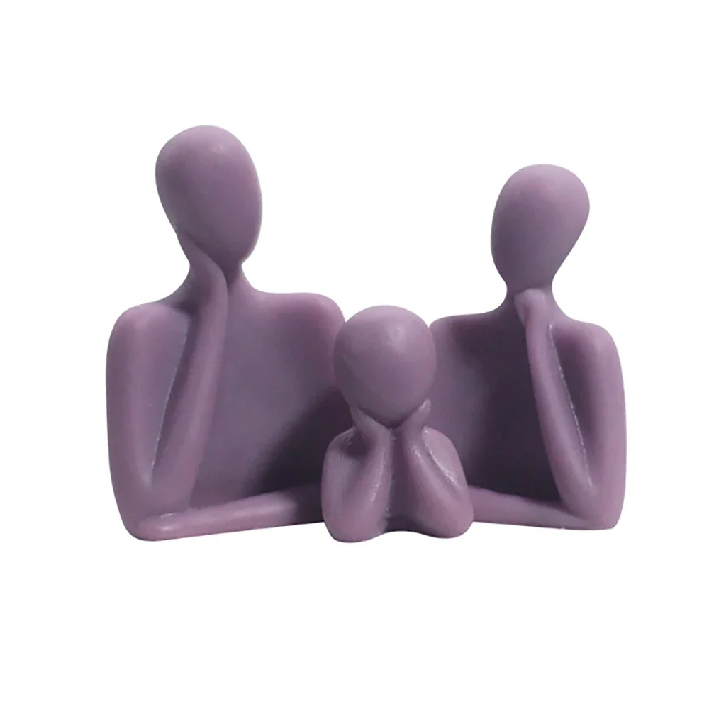 1/12 Dollhouse Accessories Miniature a Family of Three Set Mini Human Sculpture Model Doll House Decoration Random Color