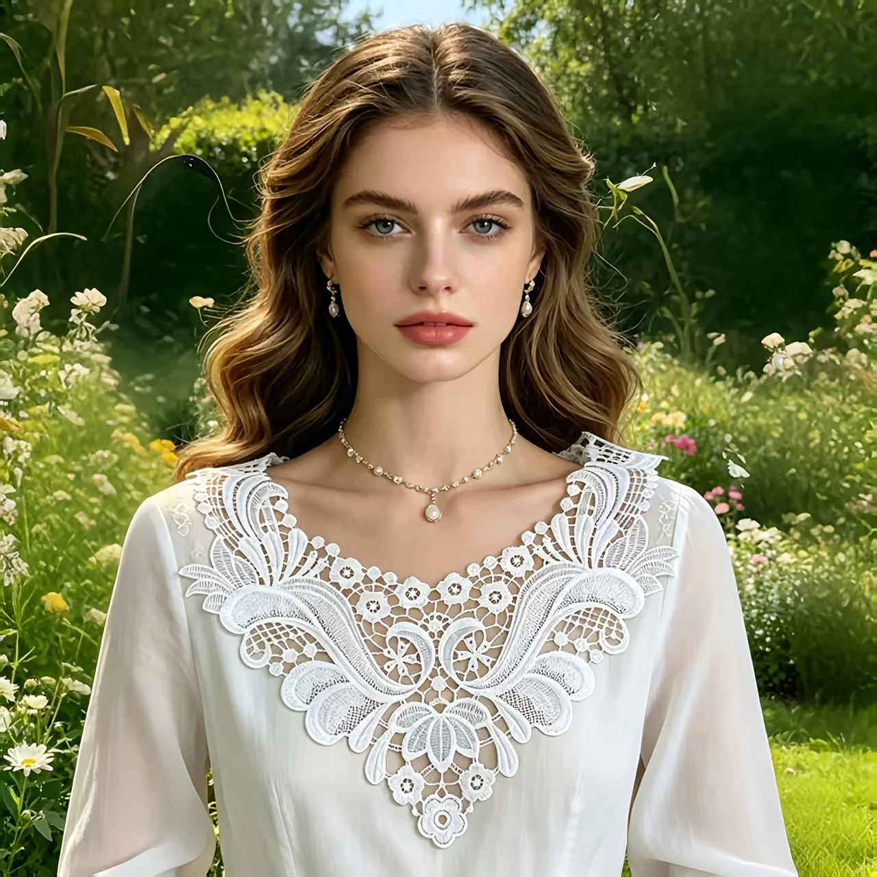 

1 piece decorative collar, embroidery, embroidered polyester silk hollow accessories corsage, collar false collar DIY lace clothing accessories