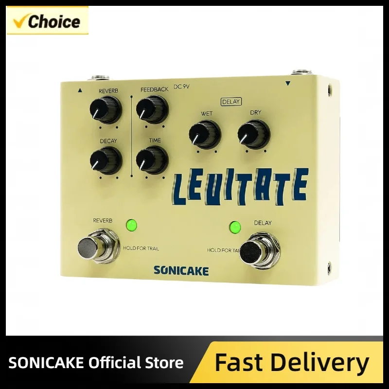 SONICAKE Levitate Digital Delay and Reverb 2 in 1 Guitar Effects Pedal QDS-02