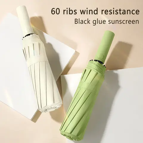 1pc Automatic Umbrella, Reinforced 60-Bone Umbrella, Men's Business Strong And Durable Wind-resistant Umbrella, Anti-UV Sunscree