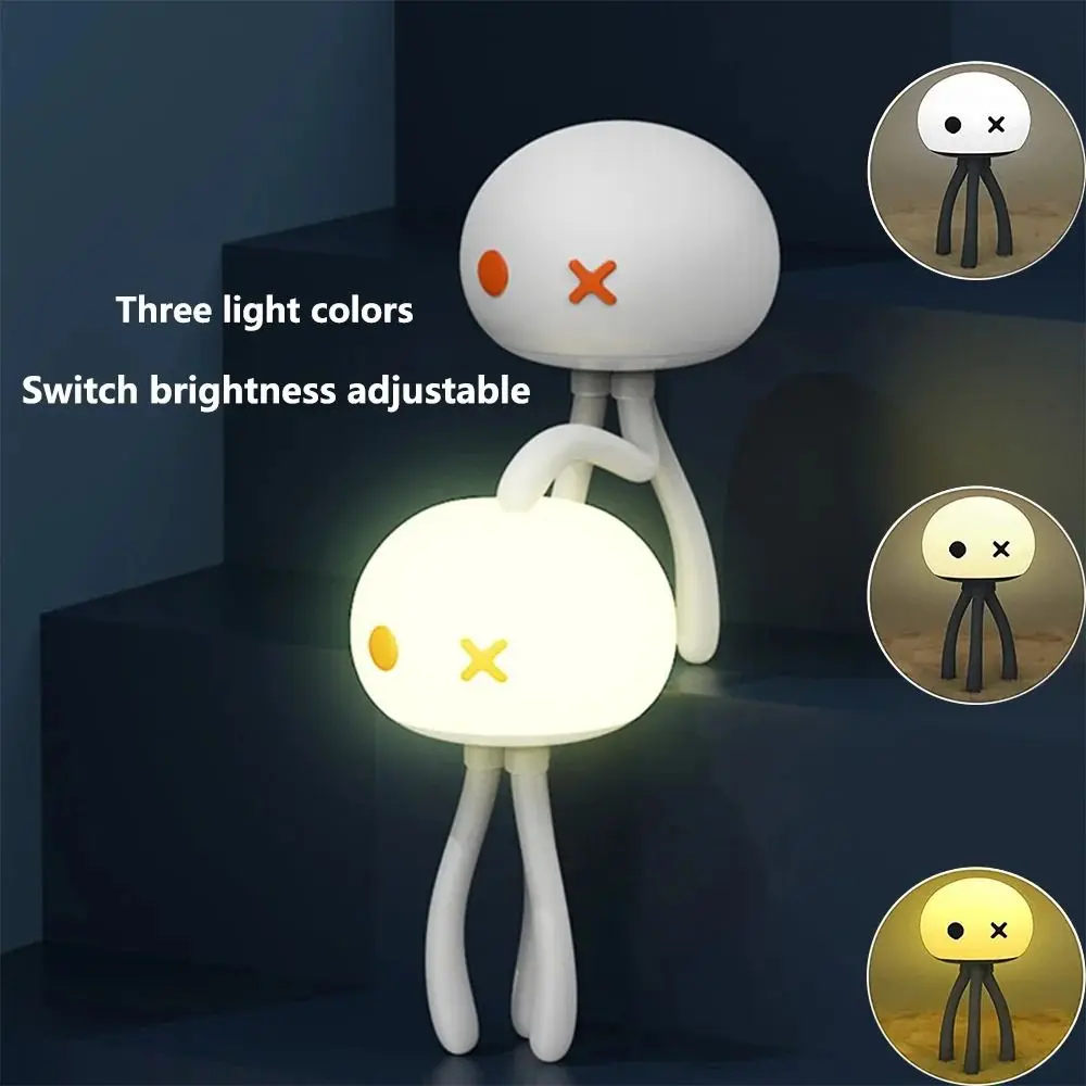 

Deformable Silicone Jellyfish Night Light Eye Protection 3 Color Light LED Jellyfish Lamp Touch Dimming Flexible Tripod