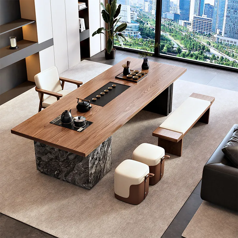LHM kettle integrated tea table solid wood tea table and chair combination simple light luxury high sense
