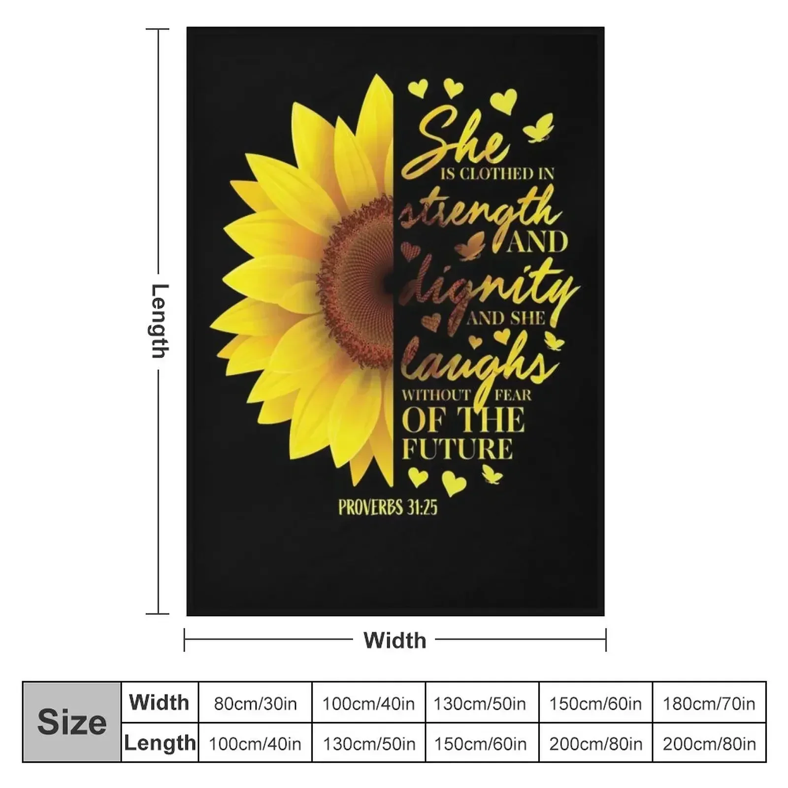Sunflower Christian Bible Verse Proverbs 31 Throw Blanket Sofas Plaid on the sofa Sofa Quilt heavy to sleep Weighted Blankets