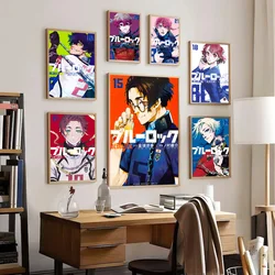 Japan Cartoon Anime Blue Lock Poster Movie Sticky Posters Retro Kraft Paper Sticker  Room Bar Cafe Aesthetic Art Wall Painting