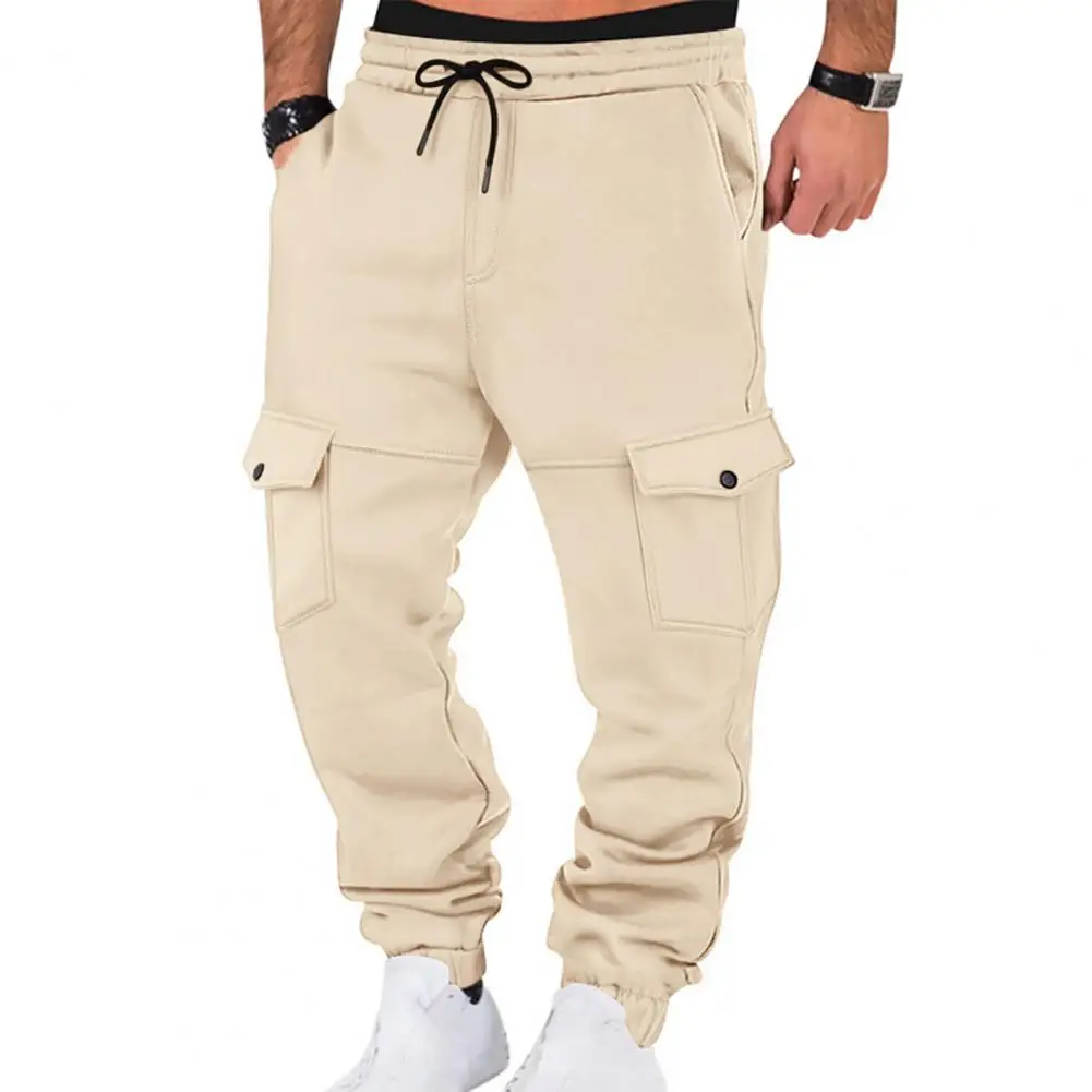 

Trousers Winter Cargo Pants for Men Warm Baggy Trousers with Drawstring Waist Ideal for Work