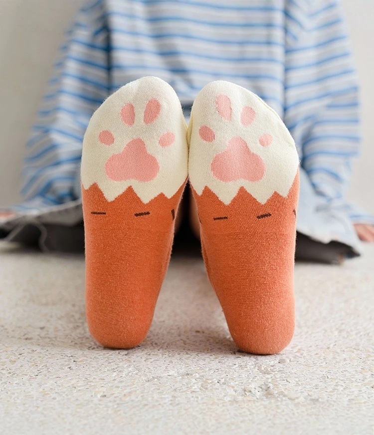 Women Cute Cartoon Cat Paw Print Invisible Socks,Summer No Show Socks,Soft Breathable Low Cut Socks,Boat Socks,Liner Socks view 6