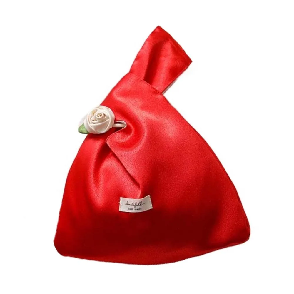 

Mommy Bag Elegant Rose Wrist Bag Chinese Style Pearl Pendant Butterfly Orchid Knot Handbag Satin Temperament Handbag Party