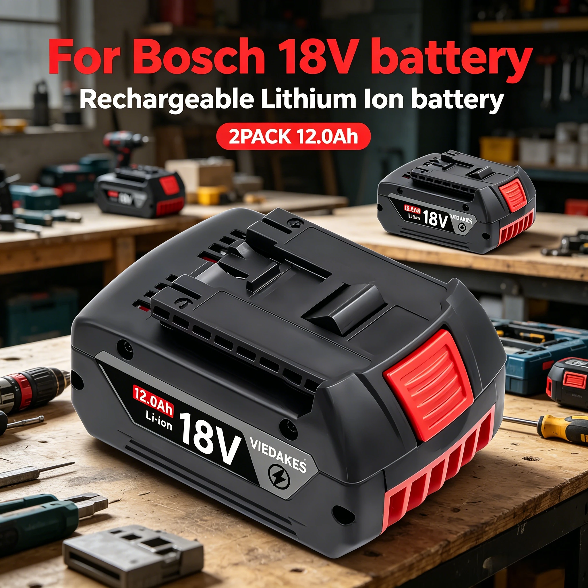 

For Bosch 18V Battery 12.0Ah Li-ion Rechargeable Battery Replace BAT609G BAT618G BAT622 Cordless Tools
