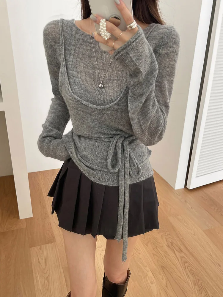 

Cozy Knit Set Women Soft Ribbed Sweater Sports Tank Top 2 Piece Set, Fall Y2K Casual Office Matching Set Stretchy Lounge Outfit