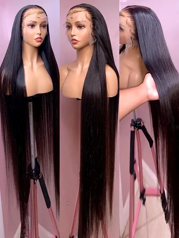 13x6 HD Lace Frontal Wig 100% Raw Human Hair Straight Lace Front Wig 30 40 Inch 5x5 HD Lace Closure Wig 250% Lace Wigs Full Hair
