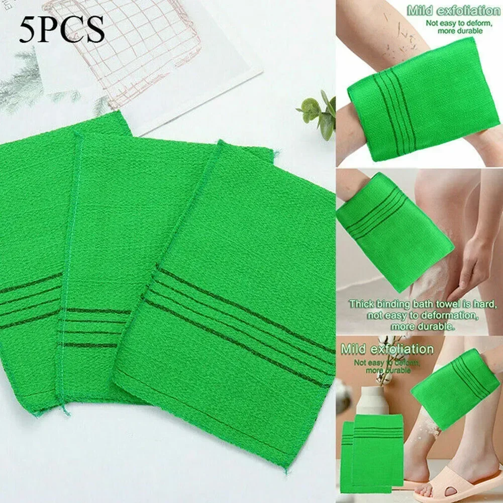 5Pcs Korean Asian Exfoliating Bath Washcloth Body Scrub Shower Wash Cloths Dead Skin Clean Wash Towel Tool Sauna Towel