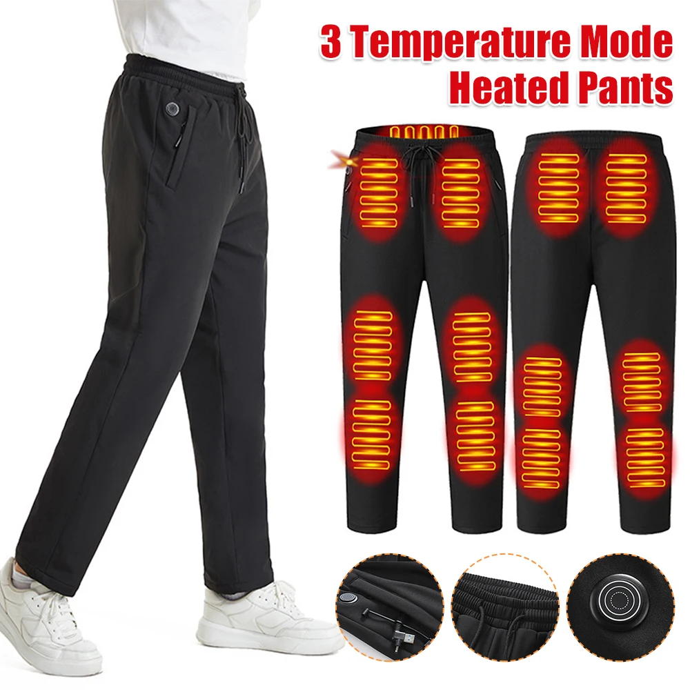 

Водонепроницаемые брюки для мужчин и женщин, брюки с подогревом с эластичной резинкой на талии, 12 зон нагрева, 3 режима температуры для катания на лыжах, рыбалки, мотоцикла