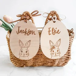 Personalized custom rabbit Bunny 2025 happy Easter party Egg Hunt basket Bucket bag Name Tag Ornament family kid boy girl gift