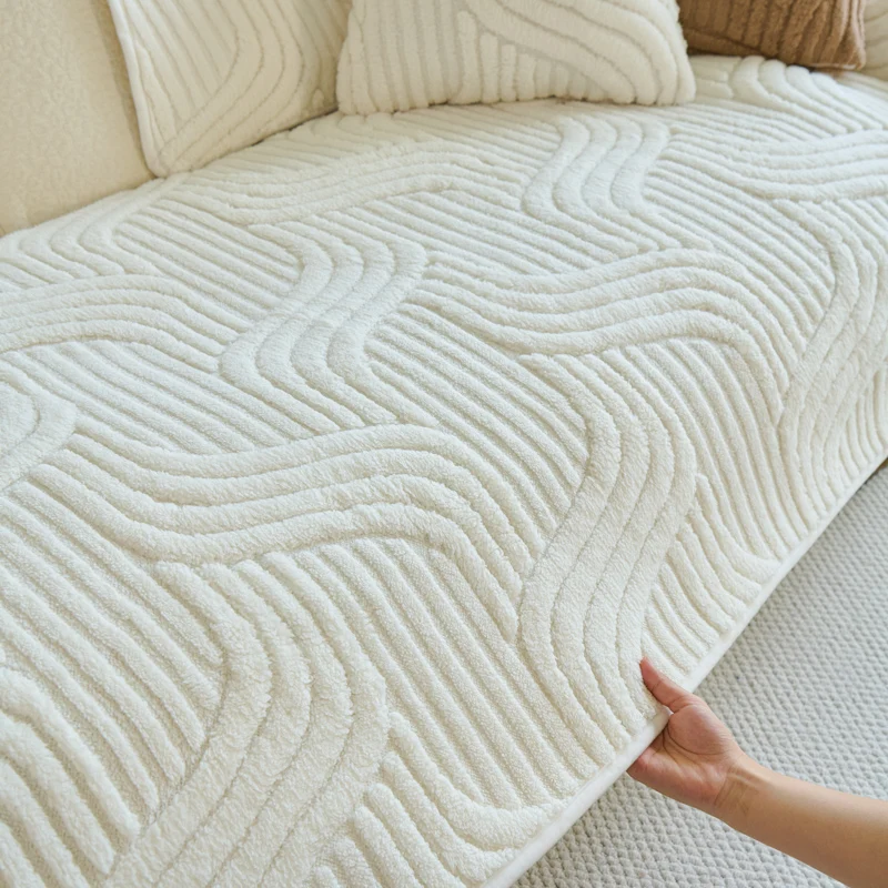Plüsch-Sofakissen aus dickem Sherpa, rutschfest, weich, warm, Couchbezug für Wohnzimmer