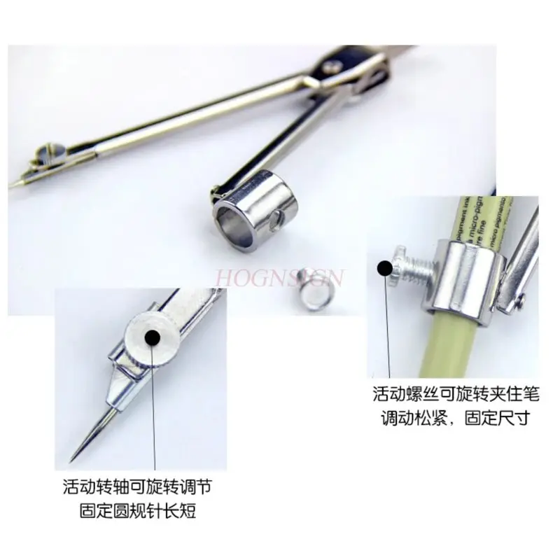 1pcs Multi functional metal stainless steel drawing tool for students with a clamp needle tube pen