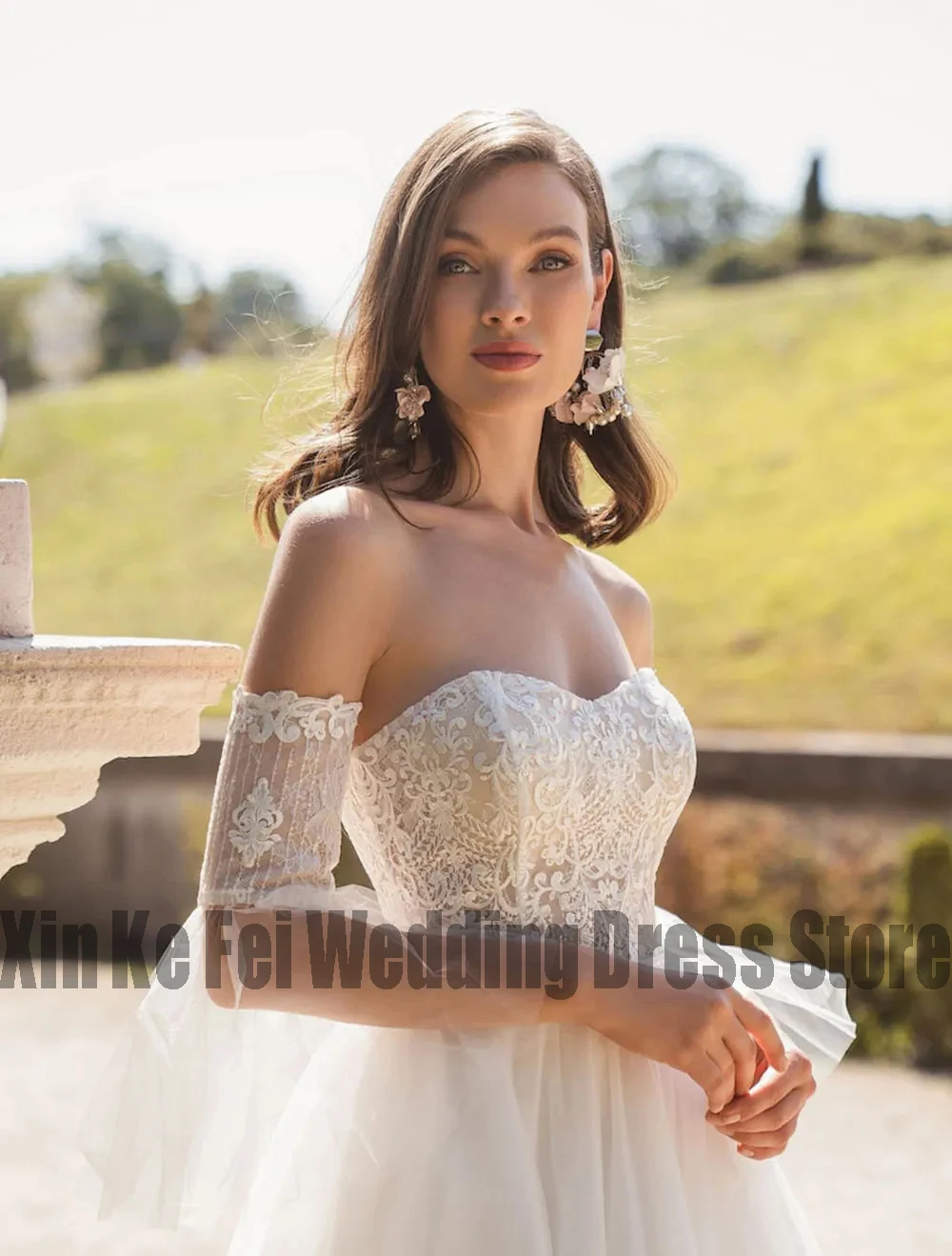 Bellissimi abiti da sposa con spalle scoperte squisite Appliques di pizzo a-line Sexy Backless Mopping abito da sposa Sweetheart abito da sposa