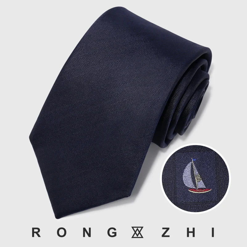 

High Quality 100% Silk Tie For Men's Business Formal Wear 8CM Deep Blue Goose Pattern Tie Wool Lining Hand Knotted Silk Cravat