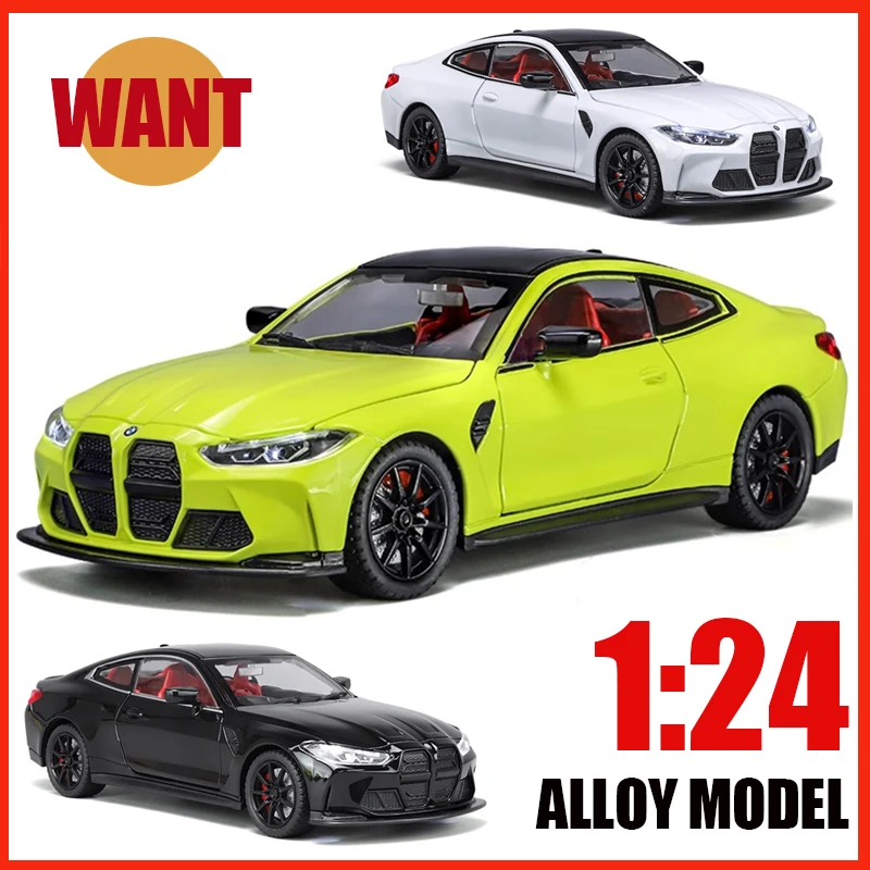 

1:24 BMVV M4 Alloy Coupe Super Racing Car Premium Metal Material Sound Light Hot Wheels Accurate Reduction Kid Gift Decoration