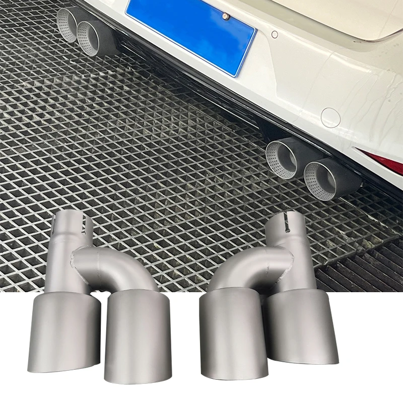 

SUMSOO 1PCS Matte Stainless Steel Dual Exhaust Tip Universal Exhaust System Muffler Tip H TYPE Nozzle For Golf R MK7 GTI Exhaust
