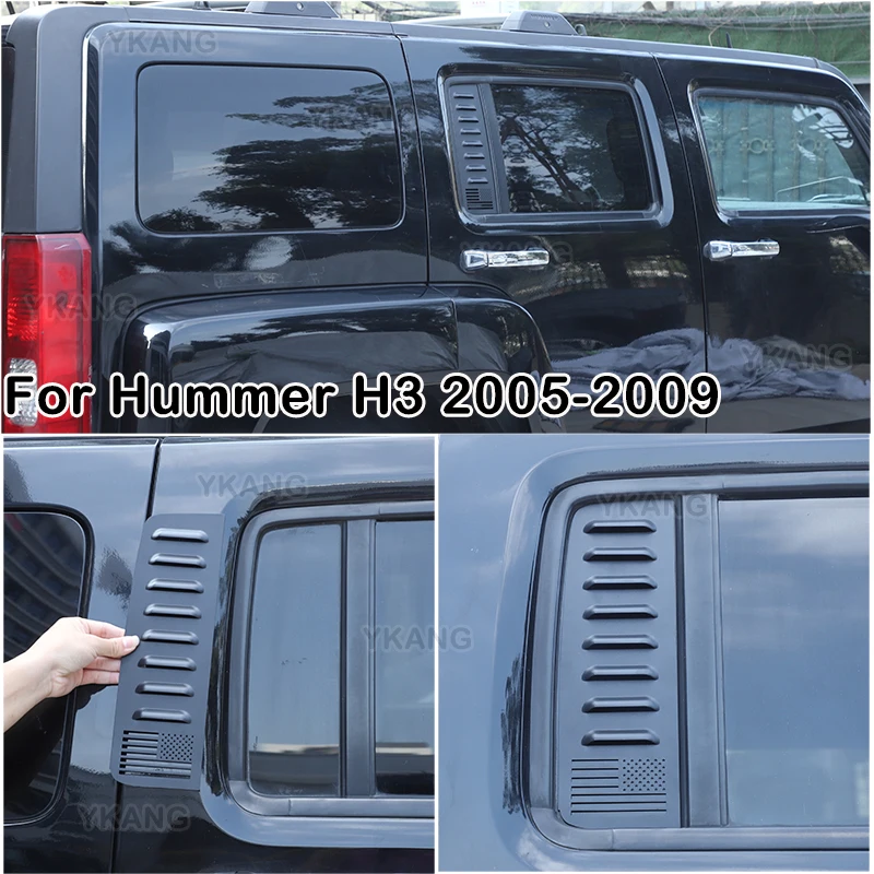 

For Hummer H3 2005-2009 Aluminum Alloy Black Car Rear Window Glass Guard Plate Accessories Car Exterior Modification Sticker